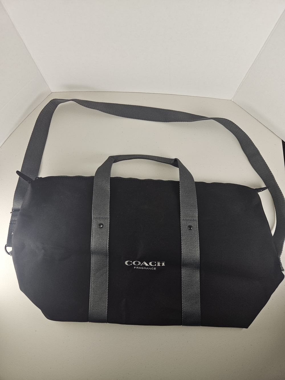 NWOT Coach Fragrances Weekender Bag Black Travel Gym Cotton Crossbody Strap